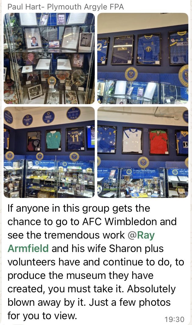 WOPADons's tweet photo. Briefly met my opposite number at Plymouth Argyle @ArgyleLegends Paul Hart and also Bob Wright. Sorry it wasn’t for longer, due to WOPA duties, but thank you both for your kind words about @in_wimbledon 🔵🟡🤝🟢⚪️ https://t.co/jRr2SIfDJs