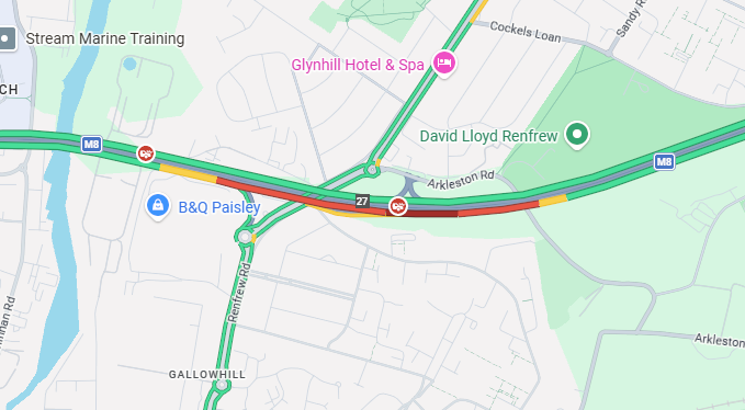 trafficscotland's tweet image. NEW❗️ ⌚20:13

🗺️ #M8 (W) Junction 27 Onslip

⛔ ROAD CLOSED ⛔ due to a road traffic incident

The main carriageway  is⚠️ RESTRICTED ⚠️

📣 Updates to follow

@SWTrunkRoads

#PlanAhead