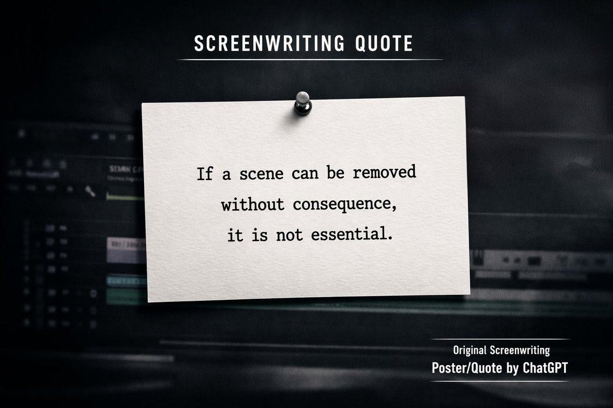 AroAce43's tweet image. Original screenwriting quote poster, created with ChatGPT #Screenwriting #SpecScreenplay #FilmWriting