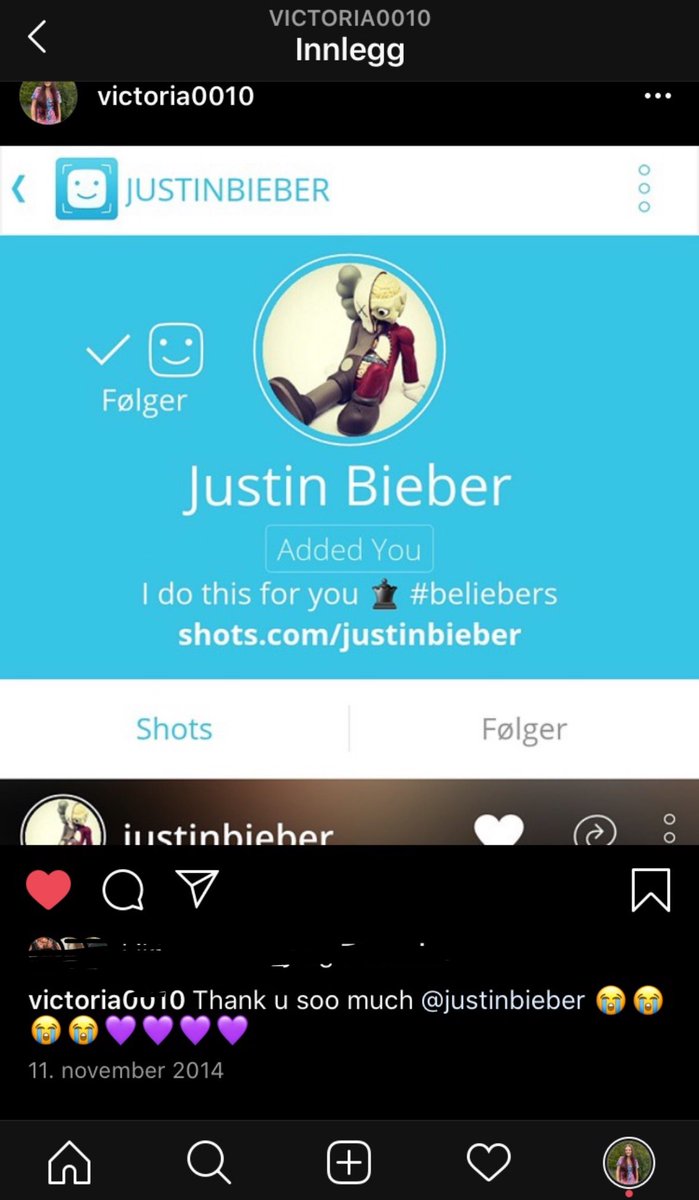 anyone remember shots the app? I still remember the heart attack I got when Justin started following me there 11.11.2014, the feels😭😭😭