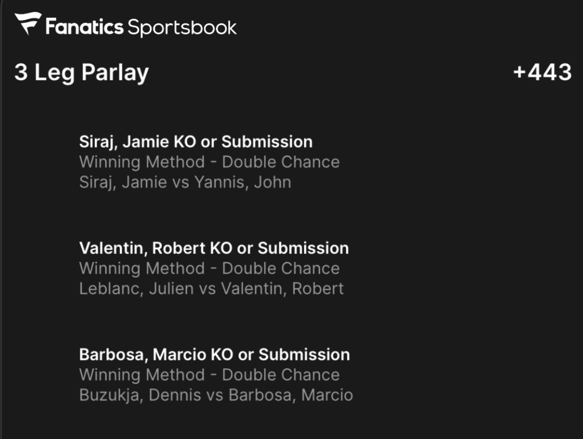 UFC Winnpeg Parlay #ufcwinnipeg #mma #burnsvsmallott