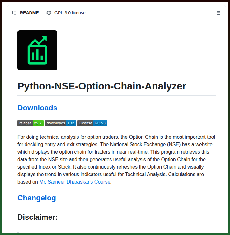 tom_doerr's tweet photo. Analyzes NSE option chains for technical analysis

https://t.co/g2NSVDzPD1 https://t.co/ItzfZh3ZKk