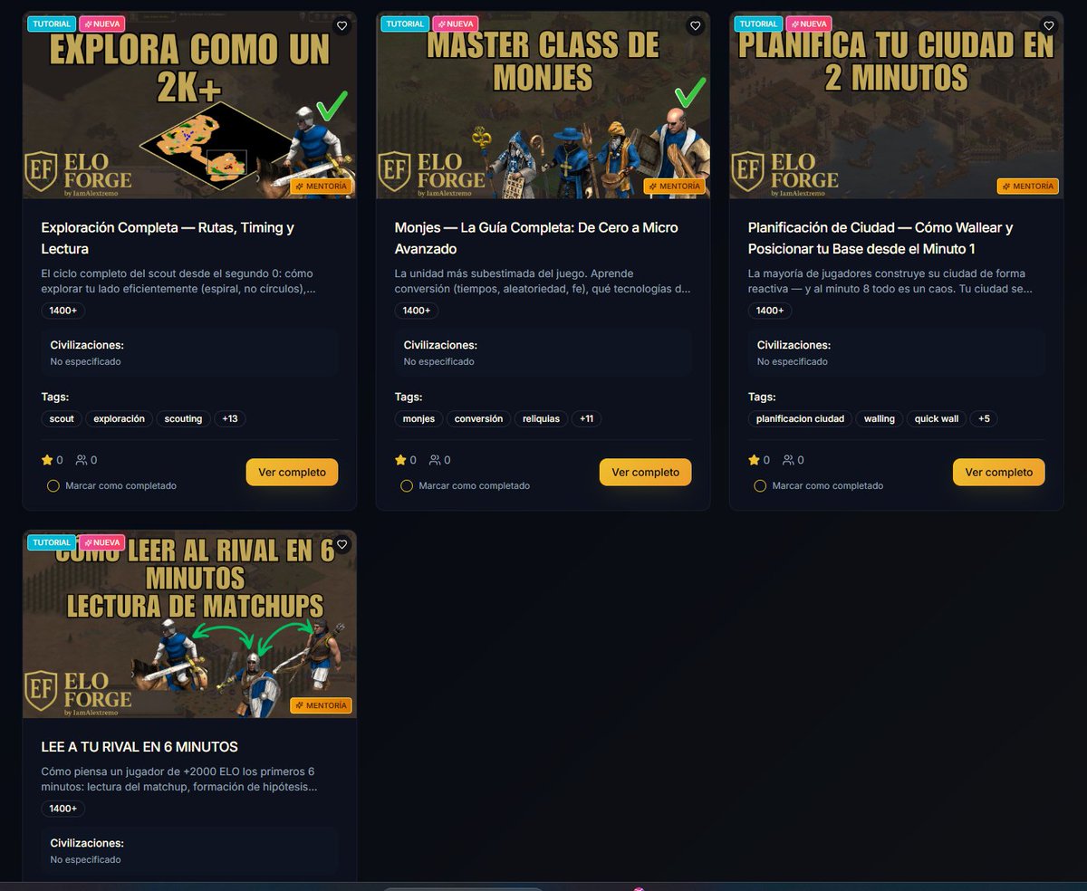 Acabo de lanzar "Estrategia Avanzada" en ELOForge.

Videos para los que ya saben jugar y quieren dar el salto real. Sin básicos, sin relleno.

Los primeros 4 ya están disponibles — exclusivo para plan Mentoría.

eloforge.net/aperturas/estr…