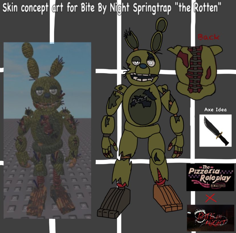 Tprr Springtrap Bite By Night X TPRR Skin concept art for Bite By Night SpringTrap