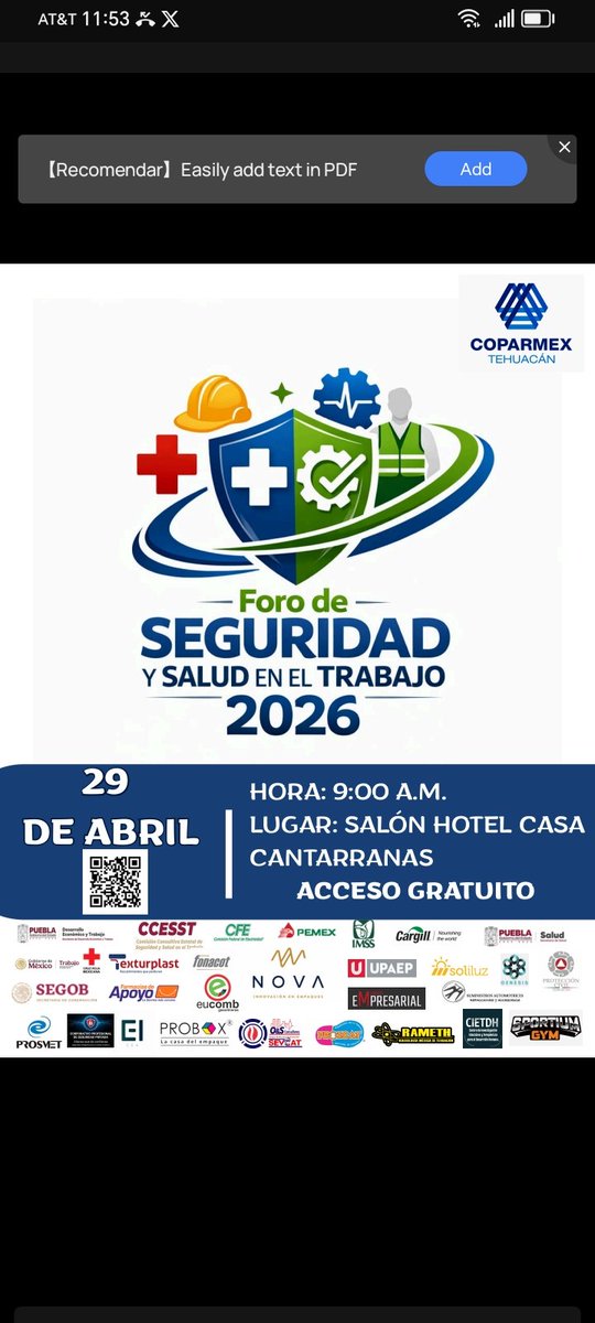 🚧 Foro de Seguridad y Salud en el Trabajo 2026

Te invitamos a ser parte de este espacio para aprender, prevenir y fortalecer la cultura de seguridad laboral.
 *¡Construyamos juntos entornos de trabajo más seguros!*