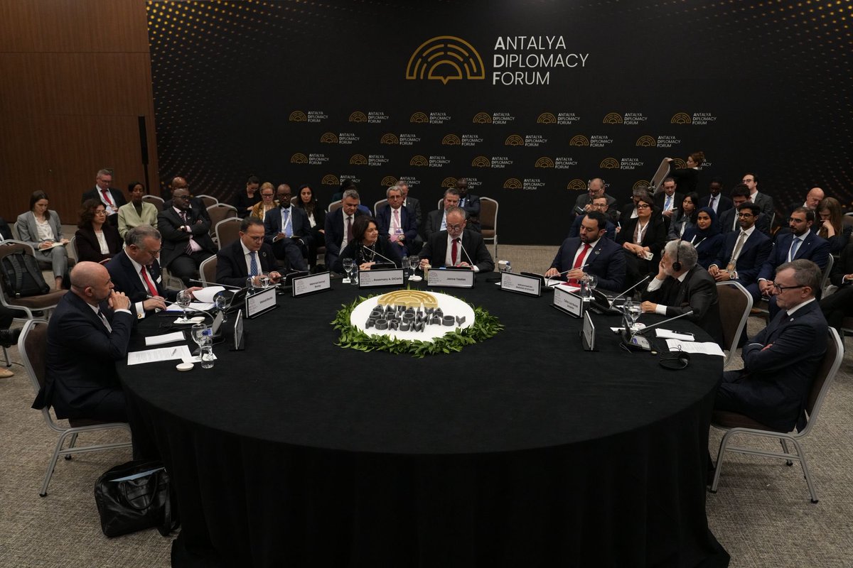 MFATurkiye's tweet photo. Deputy Minister and Director for EU Affairs Ambassador Mehmet Kemal Bozay delivered remarks at the roundtable panels titled “Harvesting Peace in the Balkans: Dialogue, Business and Connectivity” and “Emerging Partnerships in International Peace Mediation” on the margins of #ADF2026.