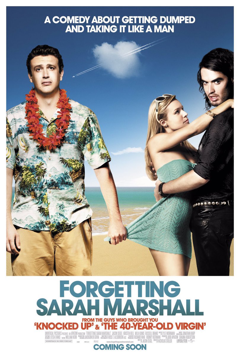 FilmNewsNos's tweet image. 🎬MOVIE HISTORY: 18 years ago today, April 18, 2008, the movie ‘Forgetting Sarah Marshall’ opened in theaters!

#JasonSegel #KristenBell #MilaKunis #RussellBrand #BillHader #JonahHill #LizCackowski #DaVoneMcDonald #JackMcBrayer #MariaThayer #PaulRudd #JasonBateman #JuddApatow