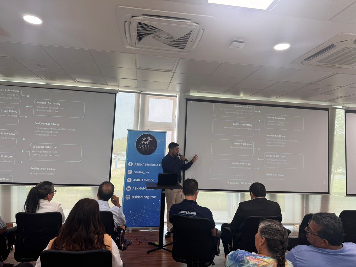 ASKHAMexico's tweet photo. 🚀kickoff de EMPRENDE &amp; ELEVA 2026
Este programa es posible gracias a la alianza con Fundación Coppel y el apoyo de @innovagobgente
Mentores, invitados y emprendedores compartiendo experiencias, conociendo el programa y presentando sus proyectos en un pitch de 30 segundos. 💡 https://t.co/yQOPR1O7st