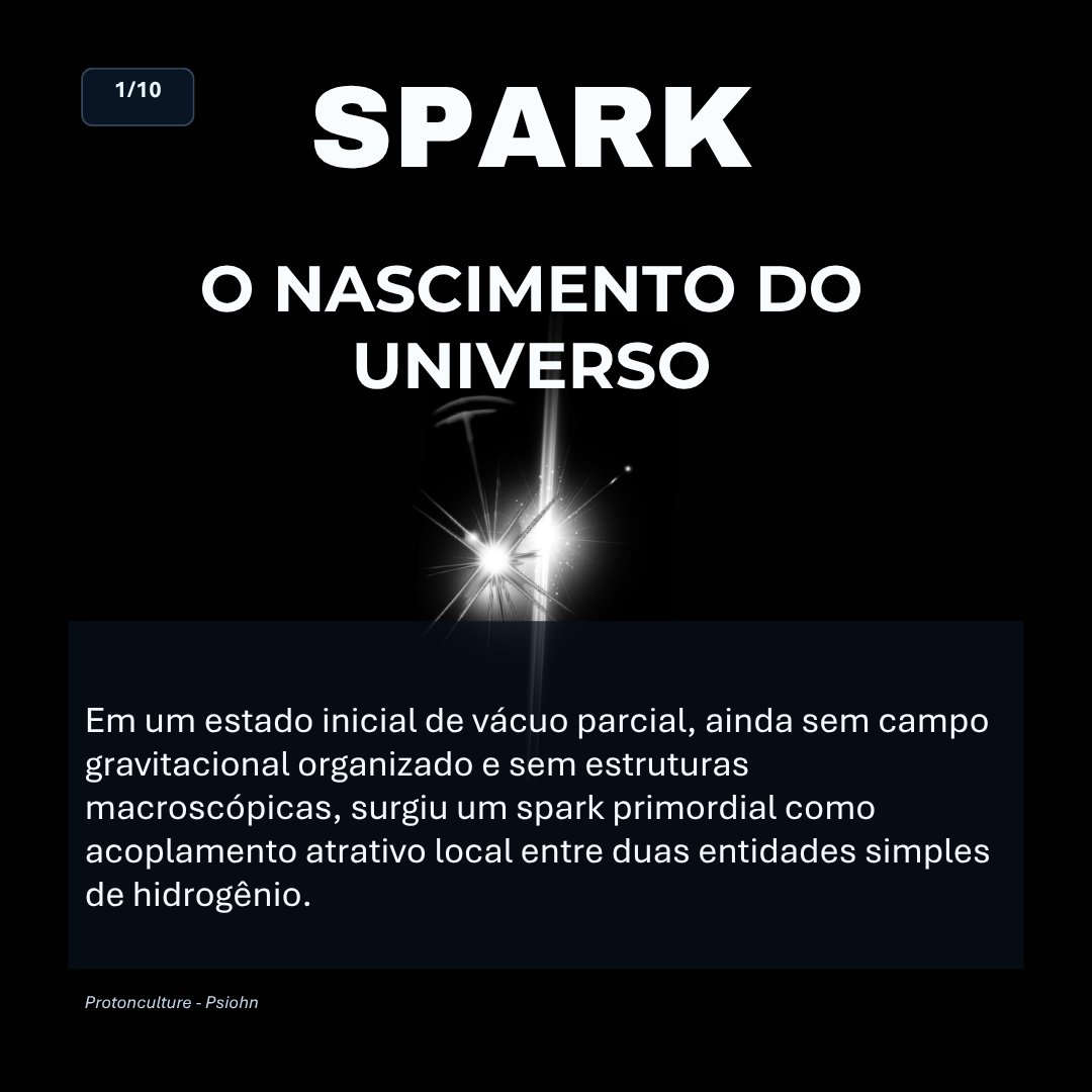 duxmiotto's tweet photo. SPARK, O NASCIMENTO DO UNIVERSO

E se a origem do universo não tivesse emergido de um vazio absoluto, mas de um vácuo parcial, ainda sem campo gravitacional organizado e sem estruturas macroscópicas? Um spark primordial rompe o silêncio da Simetria Universal, produz o primeiro gradiente de concentração e inaugura a primeira curvatura gravitacional relevante do sistema.

A partir dessa ruptura, o processo evolui como instabilidade radial local, com adensamento progressivo de partículas, concentração axial/radial e alinhamento polarizado, culminando na geometrização do campo e em uma configuração anelar conceitualmente próxima de uma lente gravitacional. Nessa Teoria, esse encadeamento avança para colapso extremo, buraco negro primordial, protostrutura galáctica, estado quasariforme e, por fim, o evento expansivo interpretado como o Big Bang.

Acompanhe mais detalhes no site Protonculture -Psiohn:
https://t.co/dVZHjgUn1v

https://t.co/NnOejYqRxQ

#universe
#blackhole
#química
#Physics
#física
#spacex
#Nasa
#Astronomia 
#Astrofisica 
#BigBang
#protonculture
#psiohn
