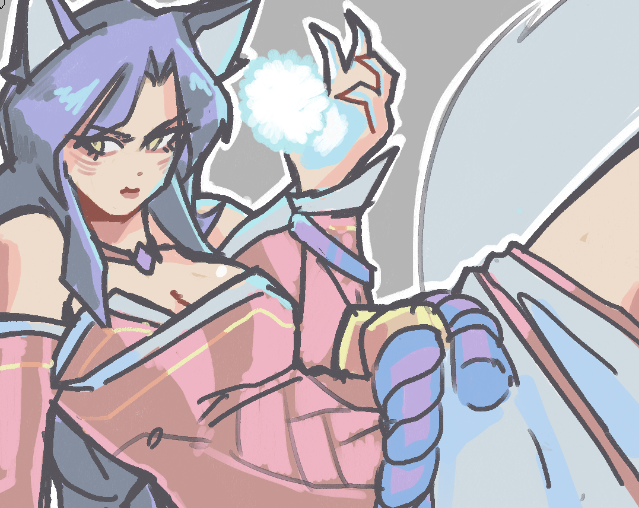 NuclearDojo's tweet photo. Ahri (comm wip.) https://t.co/eSOPyF0bq3