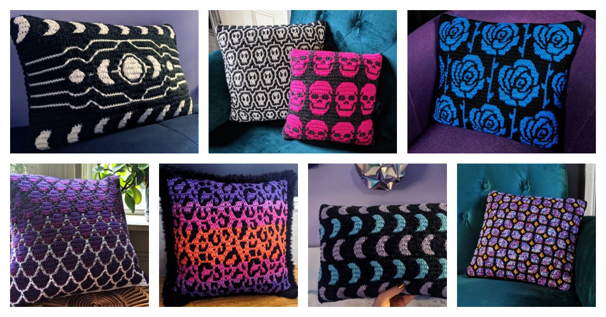 knithacker's tweet image. Perfect Pillow Mosaic Crochet Patterns &amp;amp; Charts Designed By Alexis of Sixel Home: 👉 tinyurl.com/445ez6yp #crochet #handmade #home #diy 💀🖤