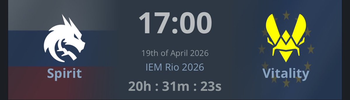CS2__HUB's tweet image. The Grand Final is here. 🏆

🇷🇺 #TeamSpirit — underdogs no more. #donk &amp;amp; #tN1R fought through everything to earn this moment.

🇫🇷 #TeamVitality — 3 S-Tier titles in 2026. #ZywOo playing at a level that simply isn’t fair.

One match. One trophy. One night.

⏰ April 19th | 17:00