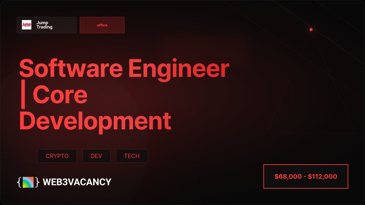 Web3Vacancy's tweet image. 𝗦𝗼𝗳𝘁𝘄𝗮𝗿𝗲 𝗘𝗻𝗴𝗶𝗻𝗲𝗲𝗿 | 𝗖𝗼𝗿𝗲 𝗗𝗲𝘃𝗲𝗹𝗼𝗽𝗺𝗲𝗻𝘁 𝗮𝘁 𝗝𝘂𝗺𝗽 𝗧𝗿𝗮𝗱𝗶𝗻𝗴

Middle · full-time
📍 office
💰 $68k - $112k
🏷 Crypto, Dev, Tech
🛠C++,Linux,Object-Oriented Design,Multi-threaded Programming

Apply Now → web3vacancy.com/j/tg/3476

#crypto