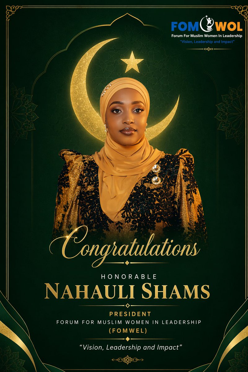 NextWMPBusia's tweet photo. Honored and humbled to be appointed President of the Forum for Muslim Women in Leadership (FOMWOL). This is a new chapter in our journey to champion vision, leadership, and impact for Muslim women across Uganda. Together, we’ll break barriers and uplift the next generation. https://t.co/PjMRTTowJ4