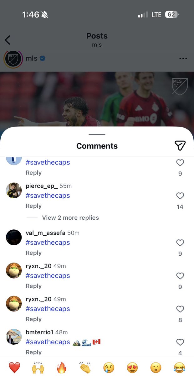 nhlspotlight's tweet photo. MLS and Whitecaps fans on every single instagram post by MLS coming through to send a message 👏 SAVE 👏 THE 👏 CAPS 👏 

#SaveTheCaps https://t.co/y6xiDEjete