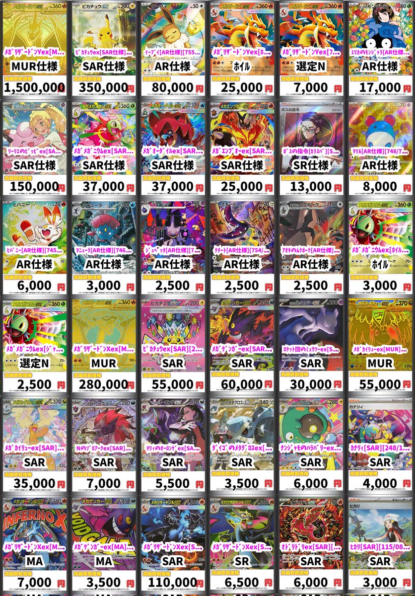 ポケモン買取情報！ ﾒｶﾞﾘｻﾞｰﾄﾞﾝYex[MUR仕様][766/742] MUR仕様 1500000