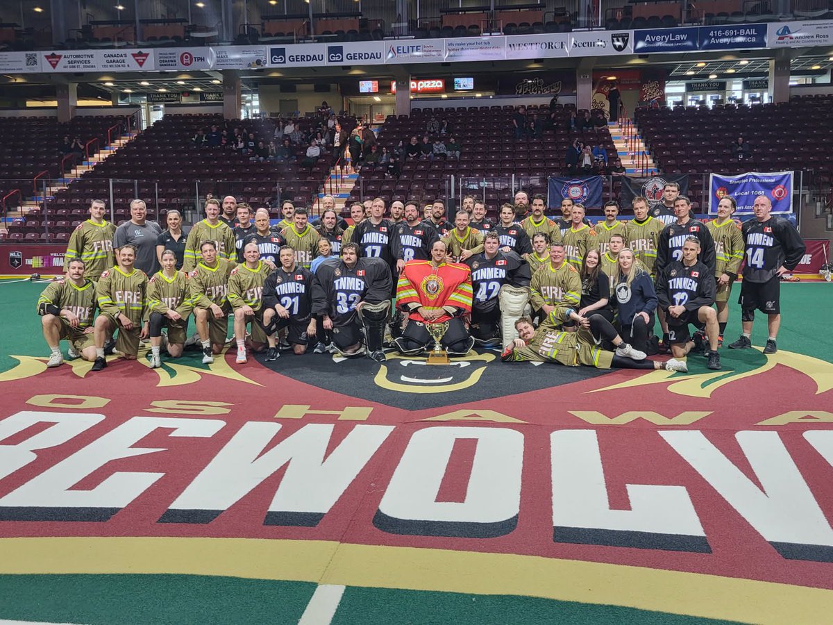 iafflocal465's tweet photo. President @peteedyson &amp; EA @CarsonRyan3964 presented a $2,500 cheque to @WoundWarriorCA @ 2026 Battle of Badges Lacrosse game. then President Dyson &amp; @OshawaFire Chief Barkwell took part in face off prior to the game. Great game of Fire vs Police W/ our member Laskiewicz playing. https://t.co/vLkYvhvUdz