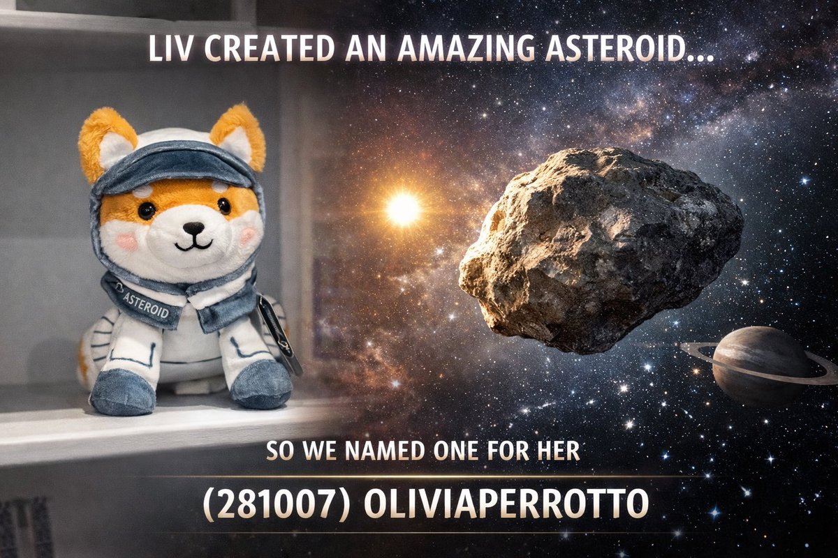 keiffer6's tweet image. Liv created her own little asteroid…
So we made sure she has one in the sky too.

(281007) Oliviaperrotto

A real asteroid.
A lasting legacy.
Nothing else attached.

#Space
#Astronomy
#Legacy
#OliviaPerrotto