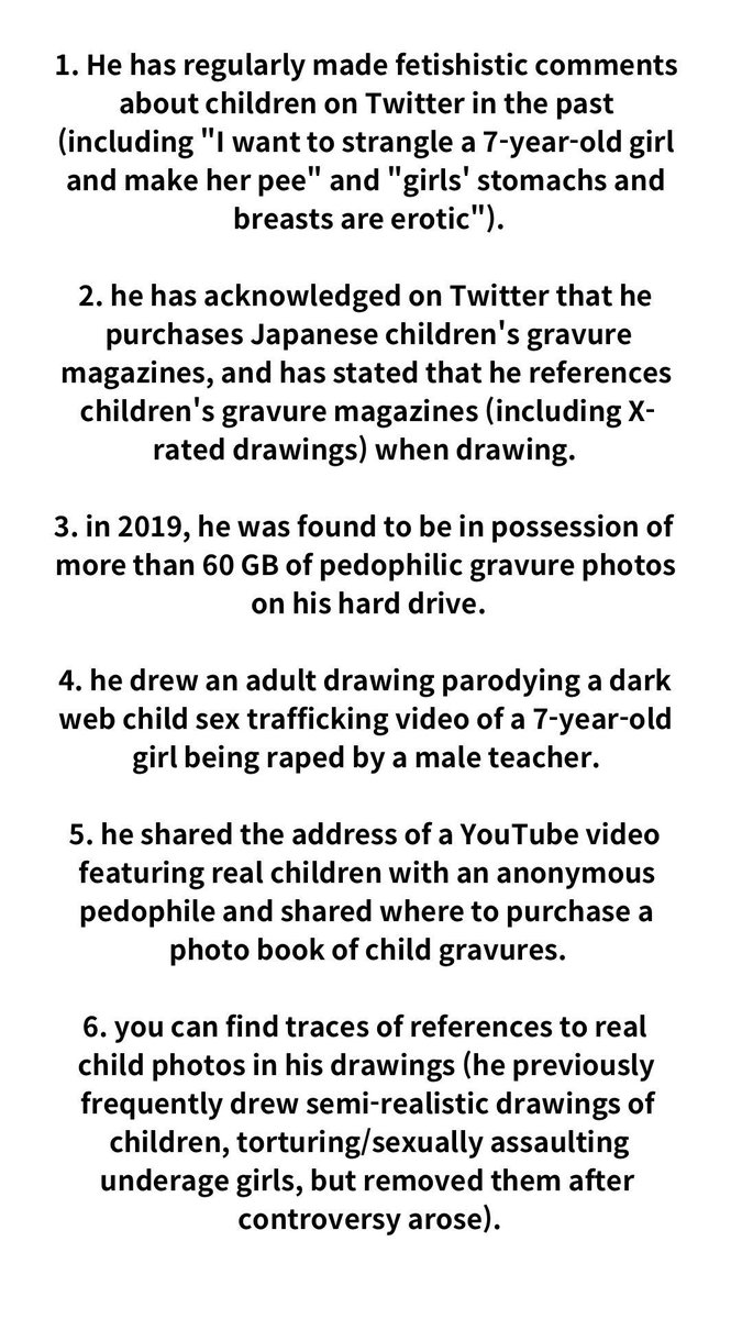 현재 일본에서 익명으로 활동 중인 한국인 일러스트레이터 겸 애니메이터 ‘도론타비’의 실제 아동 트레이싱 및 아동 관련 발언 자료를 정리했습니다.

이같은 인물이 별다른 문제 제기 없이 애니 업계에서 계속 활동하는 것이 과연 적절한지에 대해 공론화가 필요하다고 판단해 이 글을 올립니다.