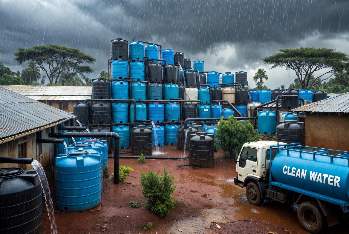 saintertainment's tweet image. Wachana na structural integrity 😄 Focus on the #Rain #Collection efforts

3K litres #tank easily fills in 1 day of serious downpour

Nikiwa leader msiniulize your #TAX money inaenda wapi ? After nimeresign mutaenjoy projects long-term kama za mkoloni.