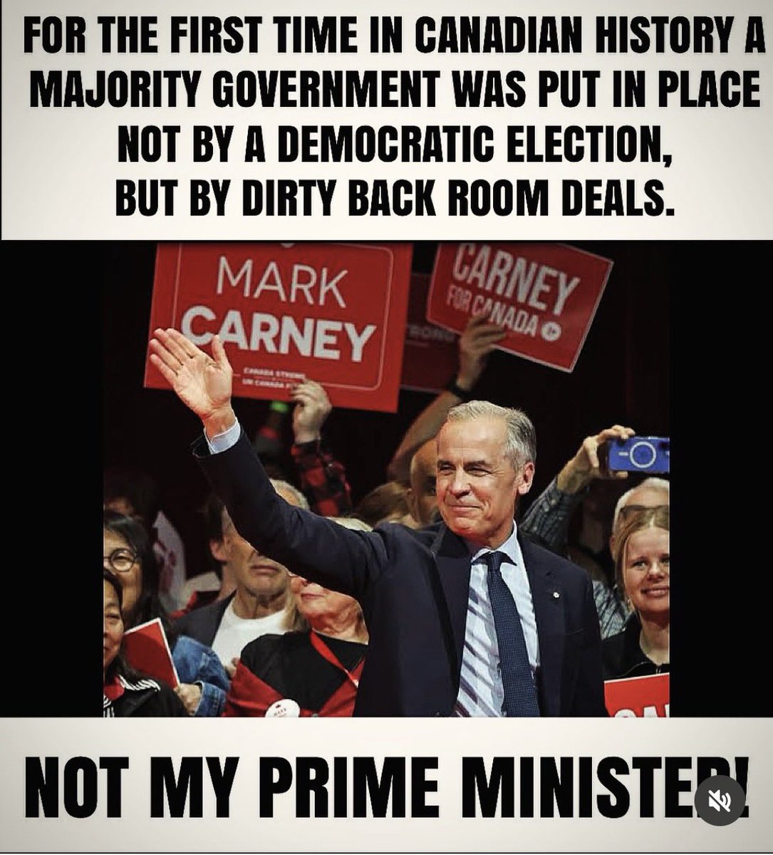 POUR LA PREMIÈRE FOIS DANS L'HISTOIRE CANADIENNE, UN GOUVERNEMENT MAJORITAIRE A ÉTÉ MIS EN PLACE NON PAS PAR UNE ÉLECTION DÉMOCRATIQUE, MAIS PAR DES AFFAIRES SALES DANS LES COULISSES.

MARCK CARNEY POUR LE CANADA N’EST  PAS MON PREMIER MINISTRE®