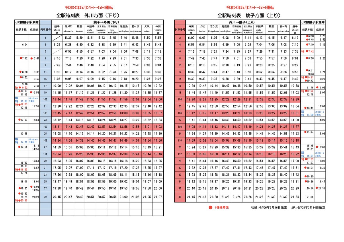 2026年GW 臨時列車のお知らせ🚃】 5/2(土)～5/5(火・祝)の期間中、臨時