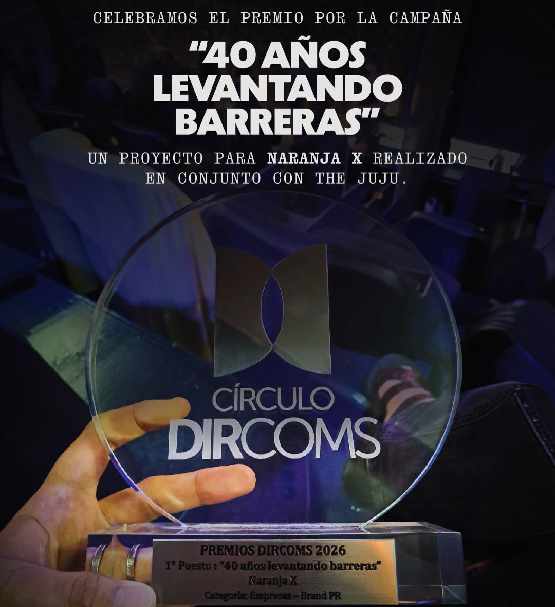 SanchezListePR's tweet photo. ✨Felicitaciones a @NaranjaX, Ecosistema Untold y sus agencias ágora y The Juju por haber ganado el primer premio en la categoría Empresas-Brand PR por la campaña “40 años levantando barreras”, con motivo del 40 Aniversario de #NaranjaX!👏🏼👏🏼👏🏼 

Este premio se entregó durante #LaNochedelasComunicaciones organizada por el #CirculoDircom 
& el @ConsejoRRPP 👏🏼👏🏼👏🏼

Estamos muy contentos en el #EcosistemaUntold y nuestras agencias de PR, ágora. y de Creatividad The Juju por haber sido el partner de Naranja X en esta idea genial.

#Dircom #PR