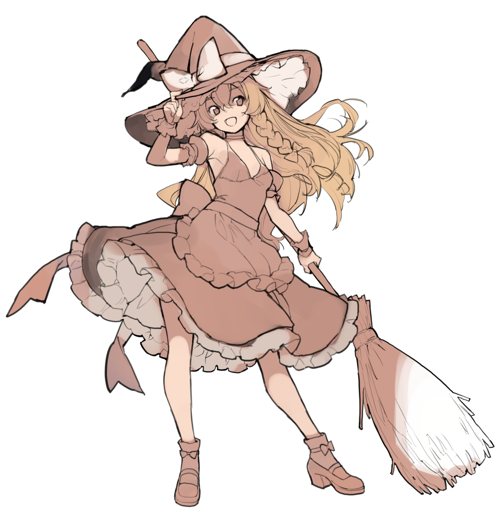 半分水着魔理沙立ち絵塗りあたり、もっと明るい配色にしてみようかと構想中🤔 