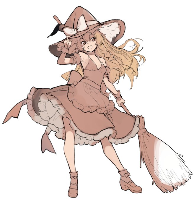 半分水着魔理沙立ち絵塗りあたり、もっと明るい配色にしてみようかと構想中🤔 