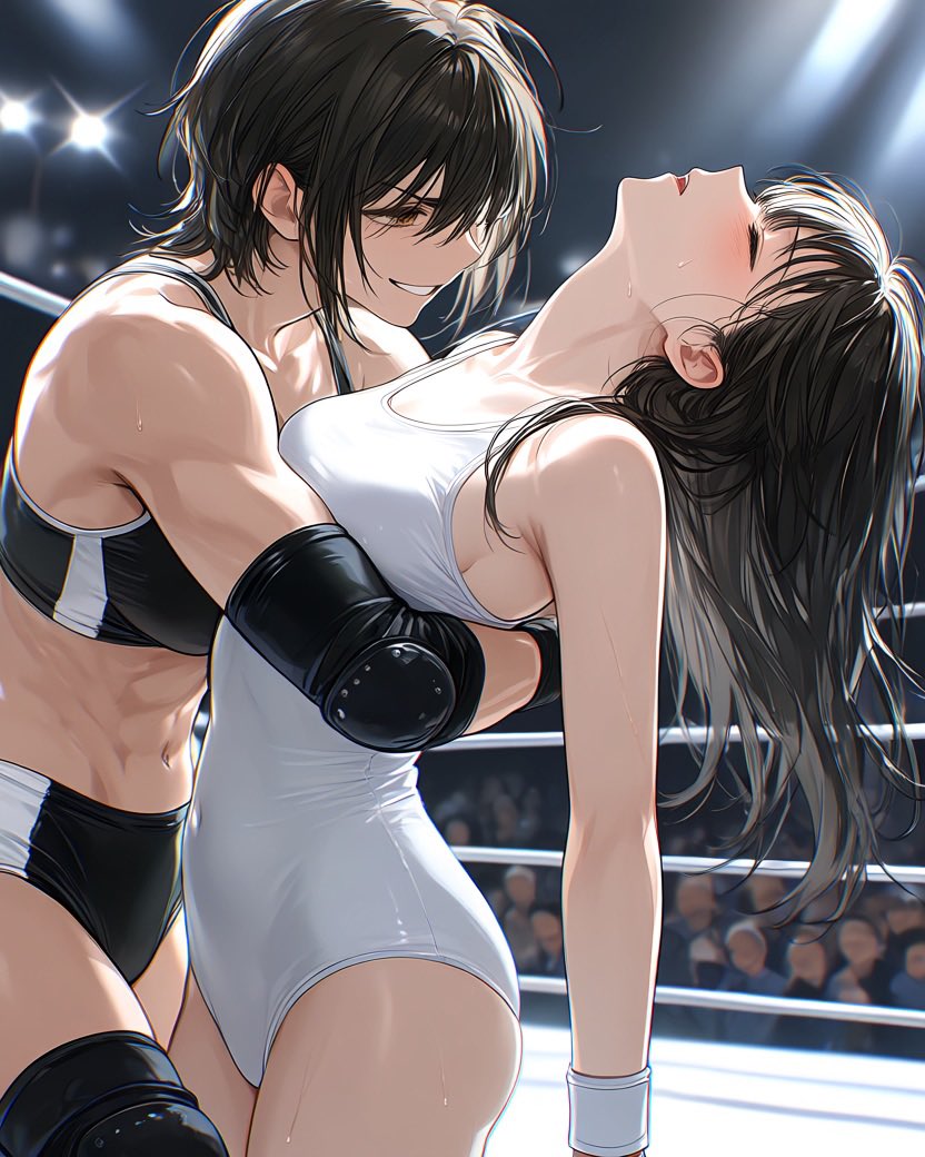 🥊ショートストーリー

「まだ、終わらない」

———————————————

新人レスラー――白咲ひより。

デビュー戦。
アイアン・レーナの腕に抱え込まれた瞬間、すべてが終わった。

肋骨が軋む。
呼吸が潰れる。
視界が、暗く沈んでいく。

――ベアハッグ。

その日から、それは“技”ではなくなった。