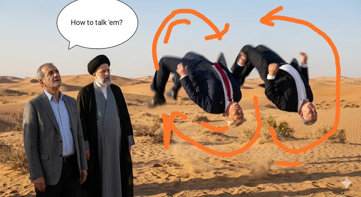 _satyendra's tweet photo. @MojtabaKhamen Trump and Netanyahu are flipping experts. https://t.co/xc7VzRbkL3
