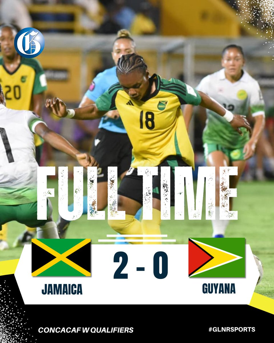 JamaicaGleaner's tweet photo. A clean sweep for Jamaica’s Reggae Girlz, who make it four wins from four in Group B of the Concacaf W Qualifiers with a 2-0 victory over Guyana at the National Stadium in St Andrew. https://t.co/5dzaPMSh7Q