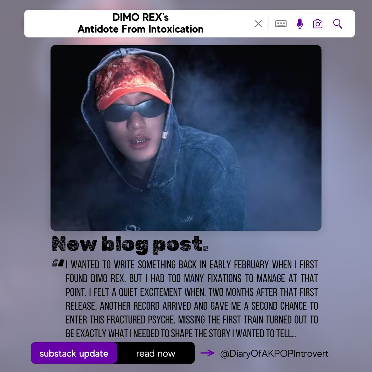 AKPOPIntrovert's tweet image. Writing about DIMO REX let me see how deeply these albums mirror the emotional work of breaking, rebuilding, and choosing yourself again. There’s something grounding about watching an artist create the space they needed. diaryofakpopintrovert.substack.com/p/dimo-rexs-an… #DimoRex #BangYedam #KRnB #NewMusic