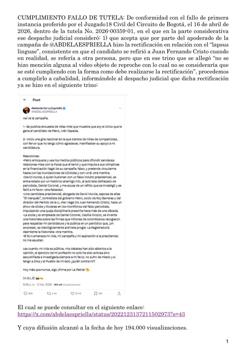Abelardo De La Espriella tweet media