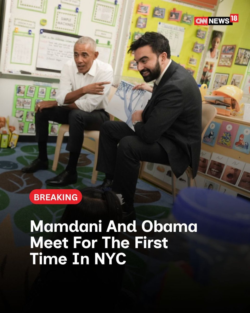 CNNnews18's tweet image. Former President Obama, Mayor Mamdani meet for first time, read to children at Bronx Pre-K center 

#BarackObama #ZohranMamdani #USPolitics #NewYorkCity