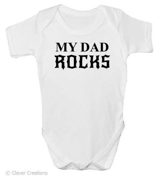 Clever_Gifts's tweet image. Funny Baby Grow - 'My Dad Rocks' with FREE P&amp;amp;P  Made from 100% Soft Natural Cotton. tuppu.net/22323bf1  #ChristmasGift