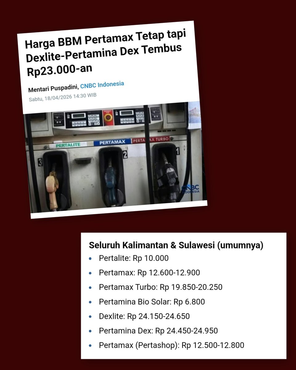 CalvinFGP_177's tweet photo. Pertama saya pikir ini hoax lagi, masa sih harga Dexlite sampe 23.000 /ltr? Ternyata betulan 😲 untung pertemax tdk ikutan naik, tapi sampai kapan APBN sanggup tahan 🤔 ? https://t.co/9mwJiSsOA0