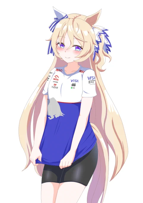 F1チーム『レーシングブルズ』のTシャツを着ているヴィクトワールピサ