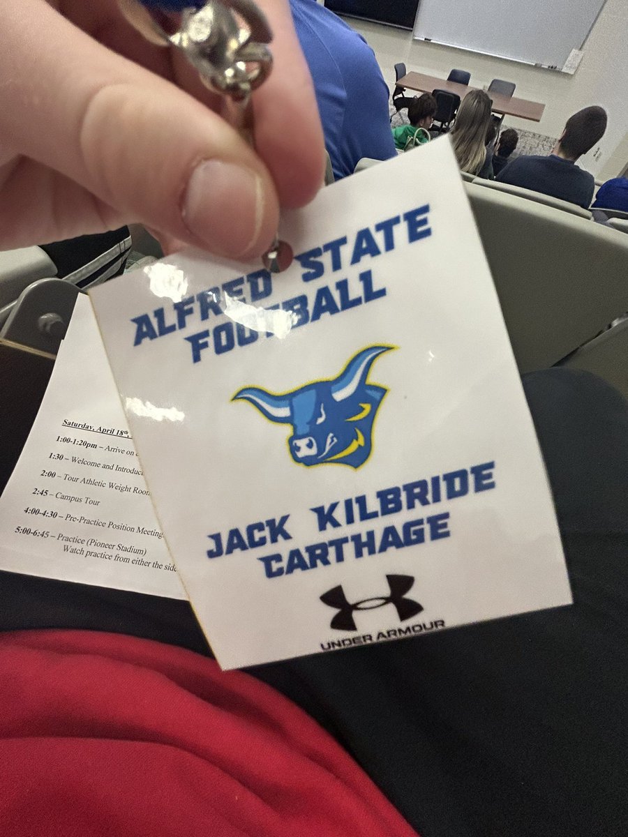jackkilbride144's tweet photo. Had a terrific junior day visit @AlfredState. Thank you very much Alfred State University for the opportunity to meet and see the football coaches, players and facilities!! @ALFREDSTATEFB @CoachLinnAState @EthanBWilliams https://t.co/I43Mpr3Xil