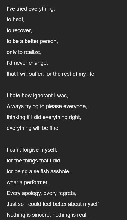 leafadila's tweet photo. TW: Suicidal Ideations, Self Harm, Internalized Transphobia https://t.co/ByBNJWiLcl