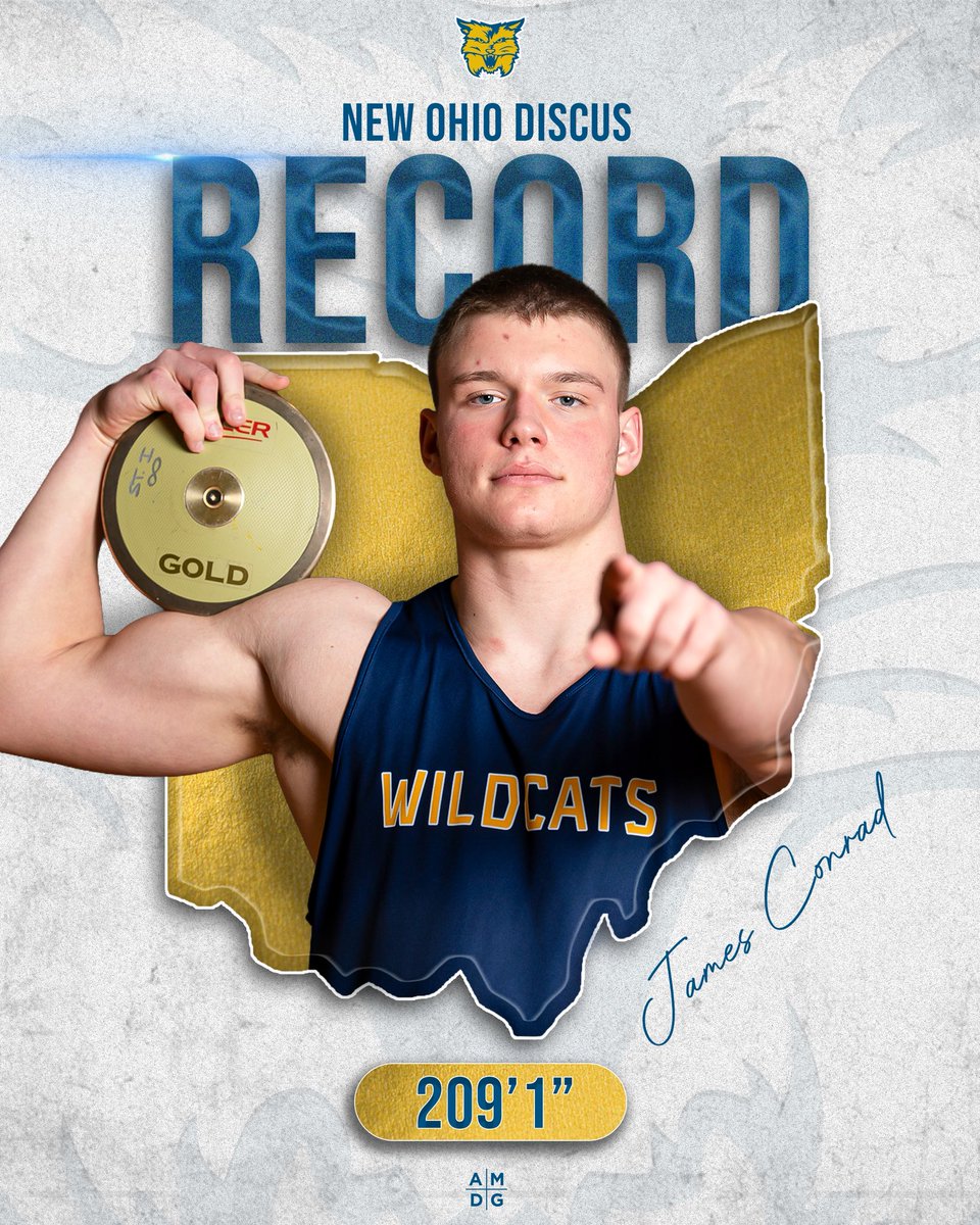SIHSSports's tweet image. His name is already etched in the record books for the Blue and Gold, but now junior James Conrad has put his name in the Ohio record books as he is the new state record holder in Discus! 
#GoCats | #AMDG