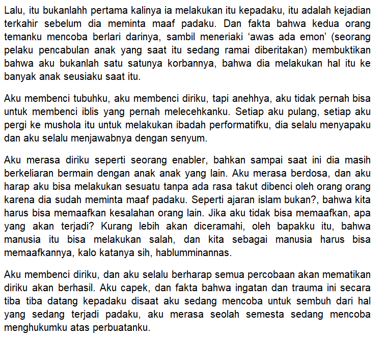 leafadila's tweet photo. TW: Child Molestation, Suicidal Ideation

aku minta maaf jika kata kataku terdengar cringe, aku hanya ingin mengutarakan perasaanku saat ini 🥀 https://t.co/OPMxd68lMa
