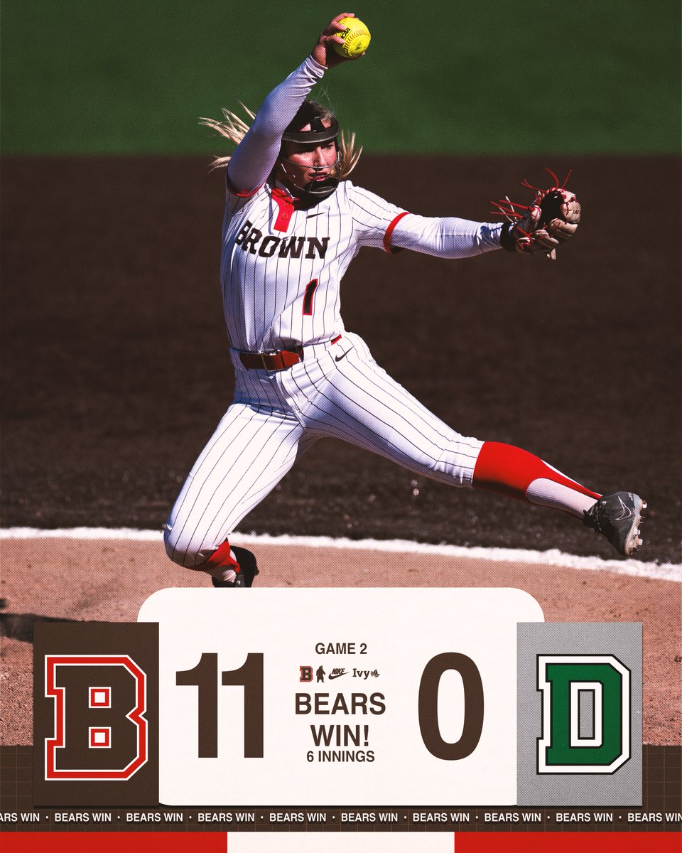BrownU_Softball's tweet image. Complete game shutout from Edie Cobb as the Bears sweep Saturday!

#EverTrue
