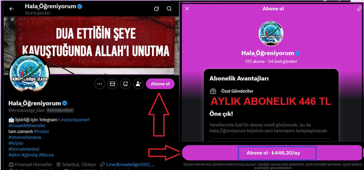 Knowledge_ilker's tweet image. #Abonelik soran dostlarım için.
#WEB ten yani PC den  giriş yapanlar için 
şuan 1170 TL olan abonelik %70 #İNDİRİMLİ 446 TL

Abonelikte #haftalıktakiplistesi paylasılmaktadır.
Her gün abone pohpohlanmaz
Sen aslansın kaplansın agamsın pasamsın denmez
#Bos #teneke misali ses