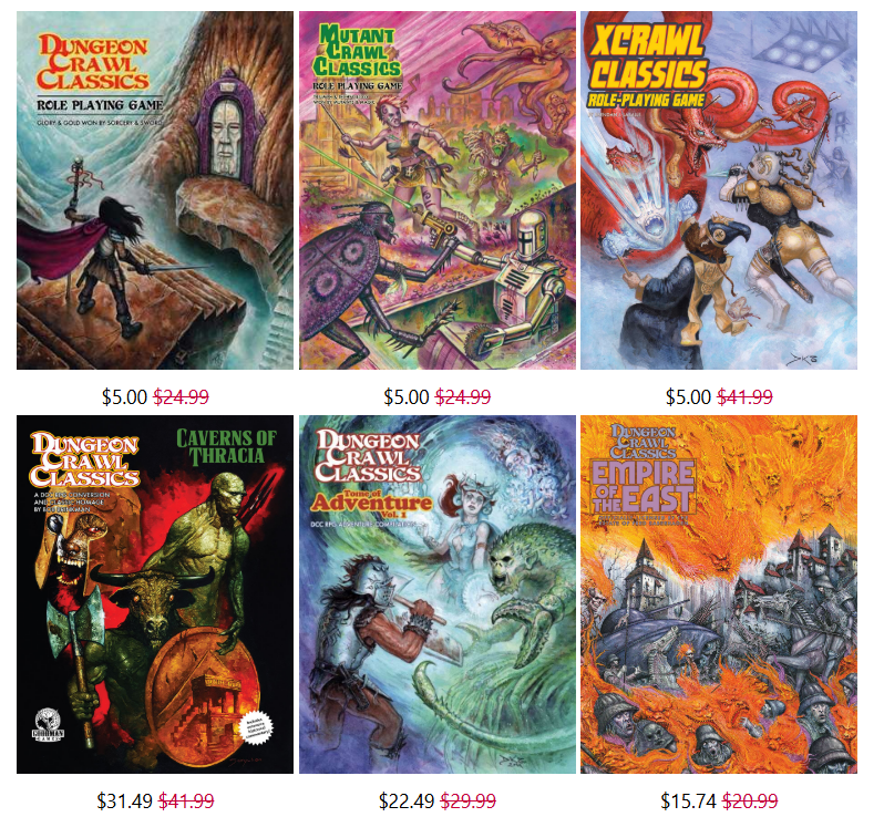yum_dm's tweet image. Wow! This is good time to get some #GoodmanGames #TTRPG stuff! 

25% off Dungeon Crawl Classics, Mutant Crawl Classics, and Xcrawl Classics, plus $5 rulebooks!! yumdm.short.gy/DCC25pc

#DCC #DnD #DungeonsAndDragons