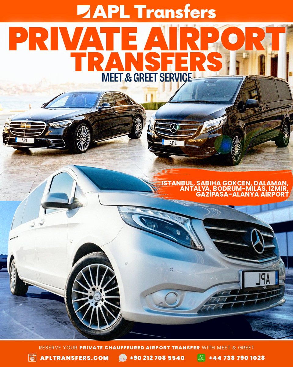 APLTransfers's tweet photo. Turkiye: Hospitality in Motion 🇹🇷✨Executive transfers and curated tours across the republic’s premier hubs.

📍 IST • SAW • AYT • DLM • BJV • ADB • GZP

Fixed pricing. Meet &amp; Greet. Excellence from the Bosphorus to the Riviera.

🔗 https://t.co/IHe9lj2ZvW

#APLTransfers https://t.co/gs4eCDjDRY