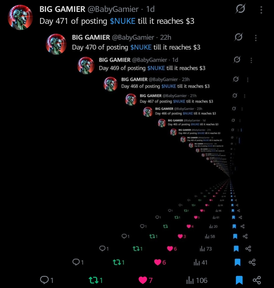 BabyGamier's tweet photo. Day 473 of posting $NUKE till it reaches $3 https://t.co/UjUzJRjsYh