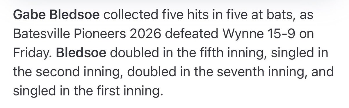 Gabe21212121's tweet photo. I had a good game last night vs Wynne going 5/5 with 3 singles and two doubles. These are some swings from the past couple of games.

Stats
AVG-.439
OBP-.531
SB- 17 https://t.co/q8wRAHJpGy
