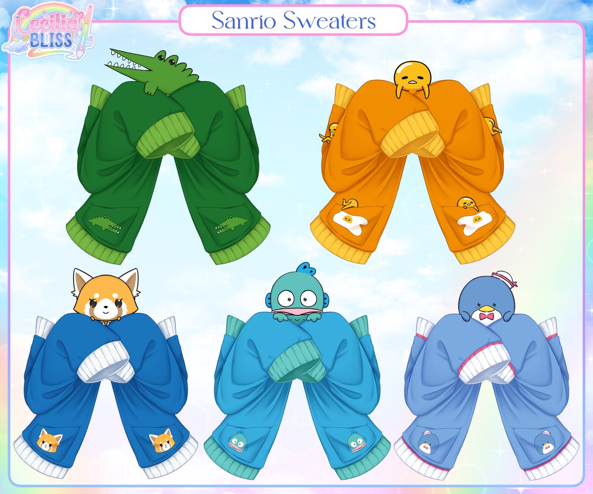 The heavily requested Sanrio sweaters batch 4 is out now! 💕💖💞
They're free to download through my VGen or Kofi

🔗 in replies