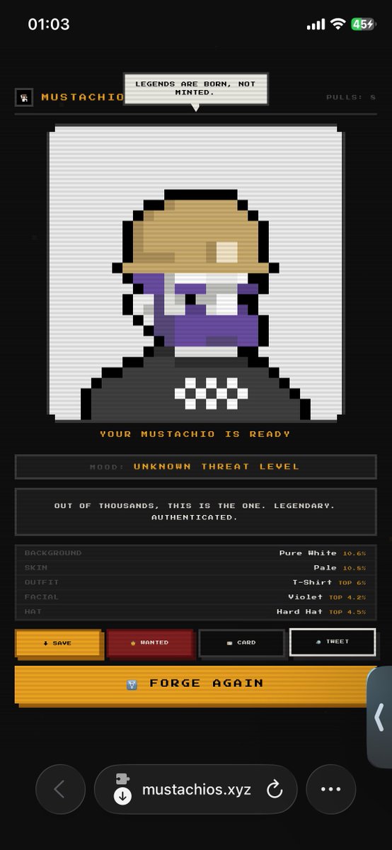 UA1BARBER's tweet image. the forge gave me LEGENDARY.

I will be insufferable about this forever ⛓

@mustachios0

#Mustachios #OnChain #PixelArt